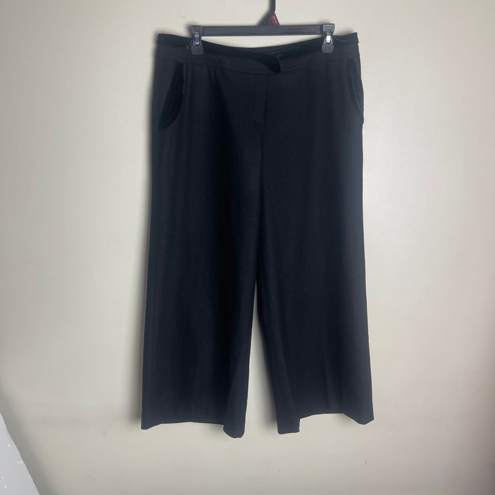 Yarn Korean Brand Black Wide Leg Trousers Velvet Trim Size‎ 88 Large